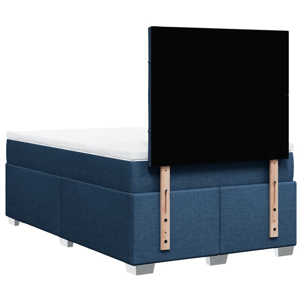 vidaXL Κρεβάτι Boxspring με Στρώμα Μπλε 120x190 εκ. Υφασμάτινο