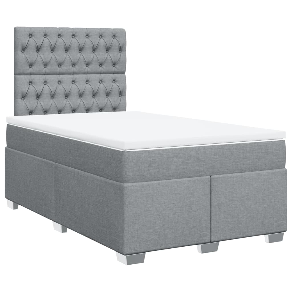 vidaXL Κρεβάτι Boxspring με Στρώμα Ανοιχτό Γκρι 120x190 εκ. Υφασμάτινο