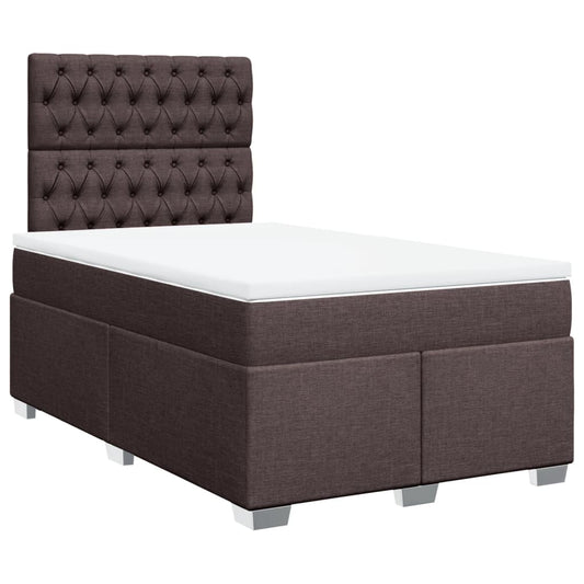 vidaXL Κρεβάτι Boxspring με Στρώμα Σκούρο Καφέ 120x190 εκ Υφασμάτινο