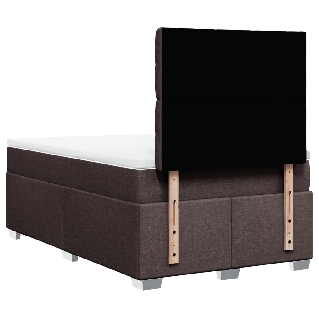 vidaXL Κρεβάτι Boxspring με Στρώμα Σκούρο Καφέ 120x190 εκ Υφασμάτινο