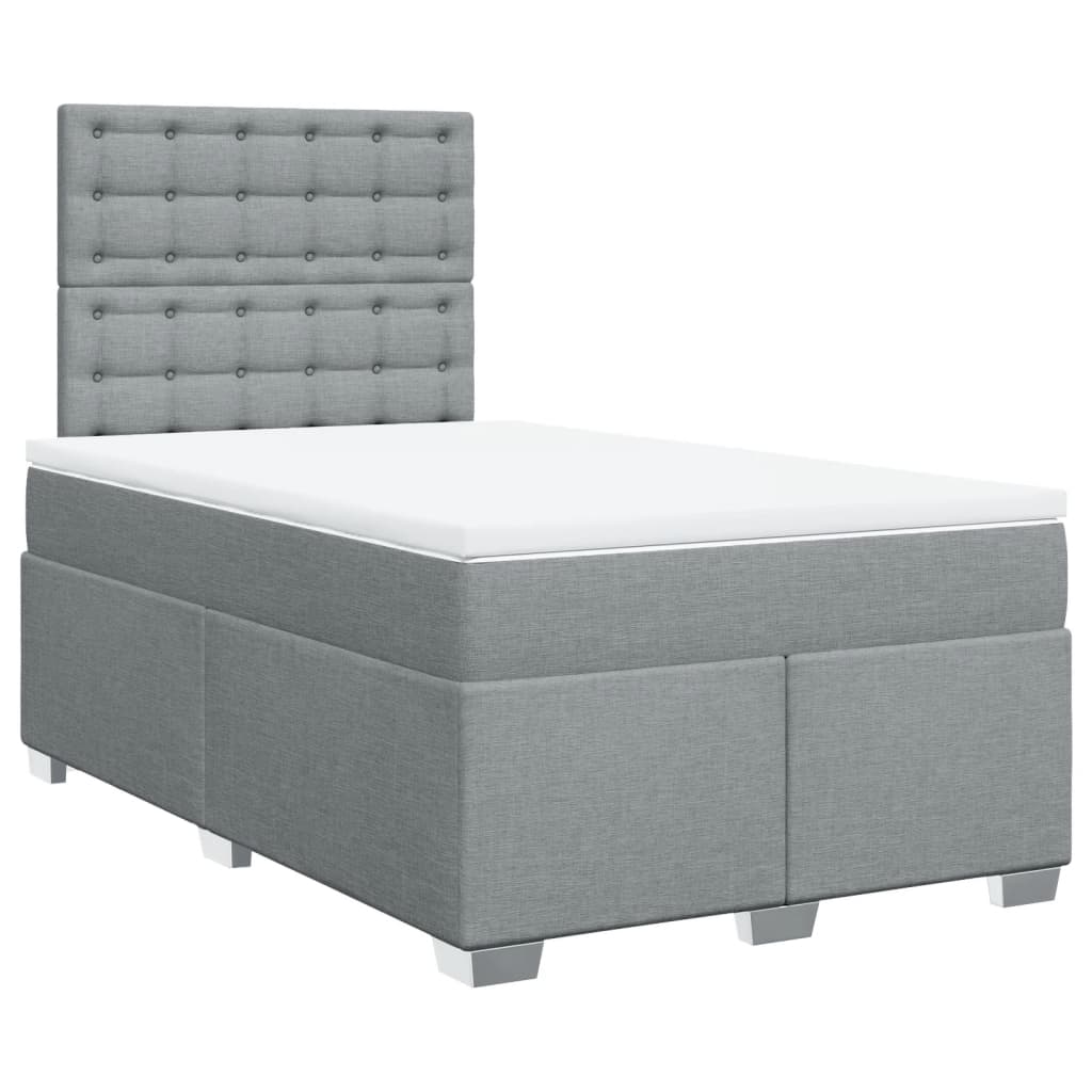 vidaXL Κρεβάτι Boxspring με Στρώμα Ανοιχτό Γκρι 120x190 εκ. Υφασμάτινο