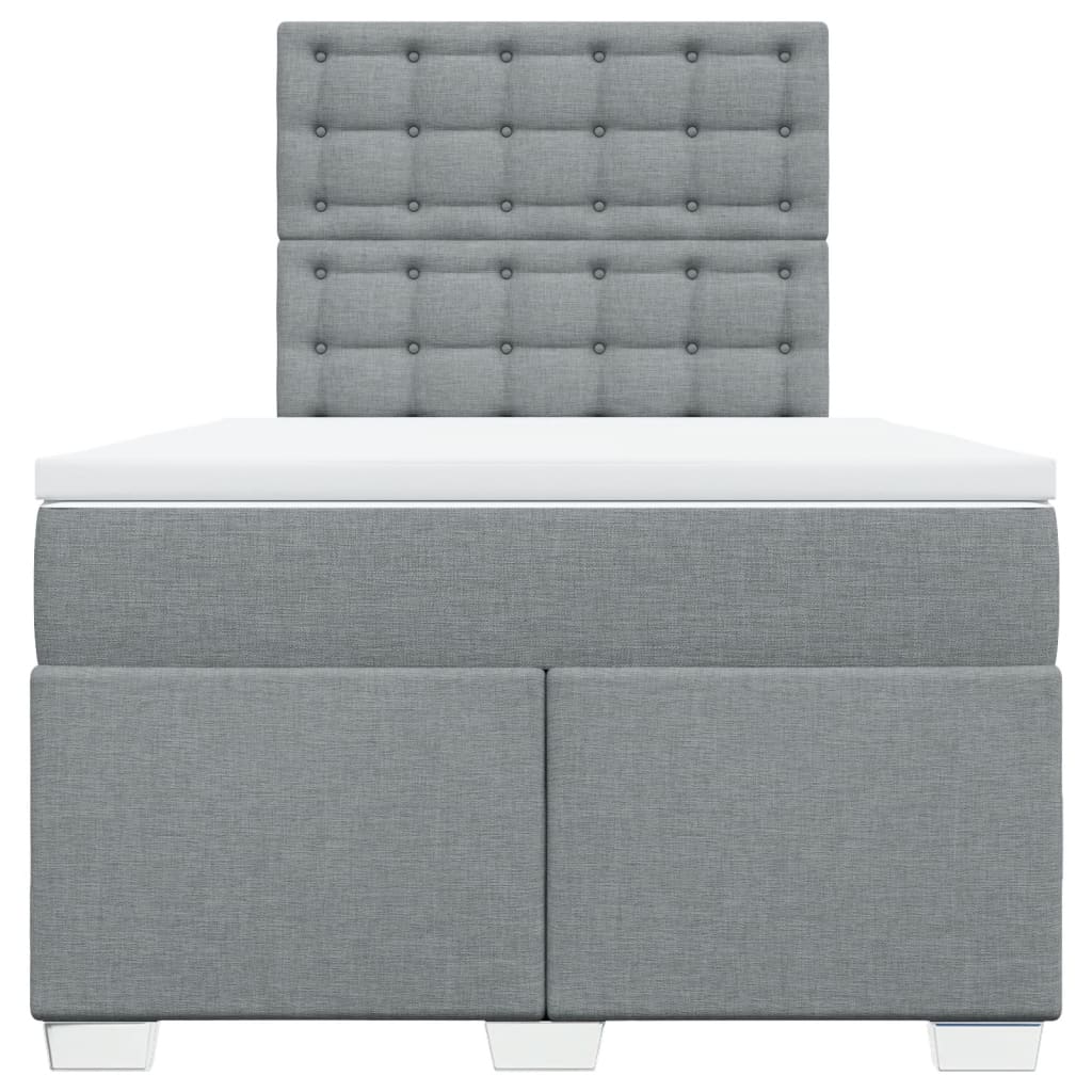 vidaXL Κρεβάτι Boxspring με Στρώμα Ανοιχτό Γκρι 120x190 εκ. Υφασμάτινο