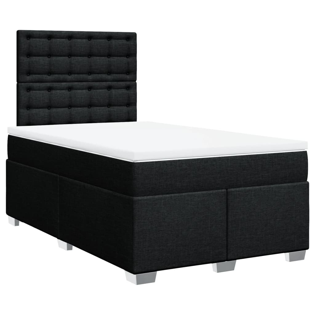 vidaXL Κρεβάτι Boxspring με Στρώμα Μαύρο 120x190 εκ. Υφασμάτινο