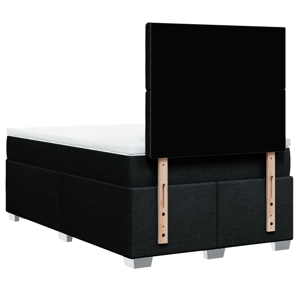 vidaXL Κρεβάτι Boxspring με Στρώμα Μαύρο 120x190 εκ. Υφασμάτινο