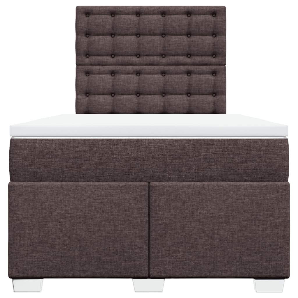 vidaXL Κρεβάτι Boxspring με Στρώμα Σκούρο Καφέ 120x190 εκ Υφασμάτινο