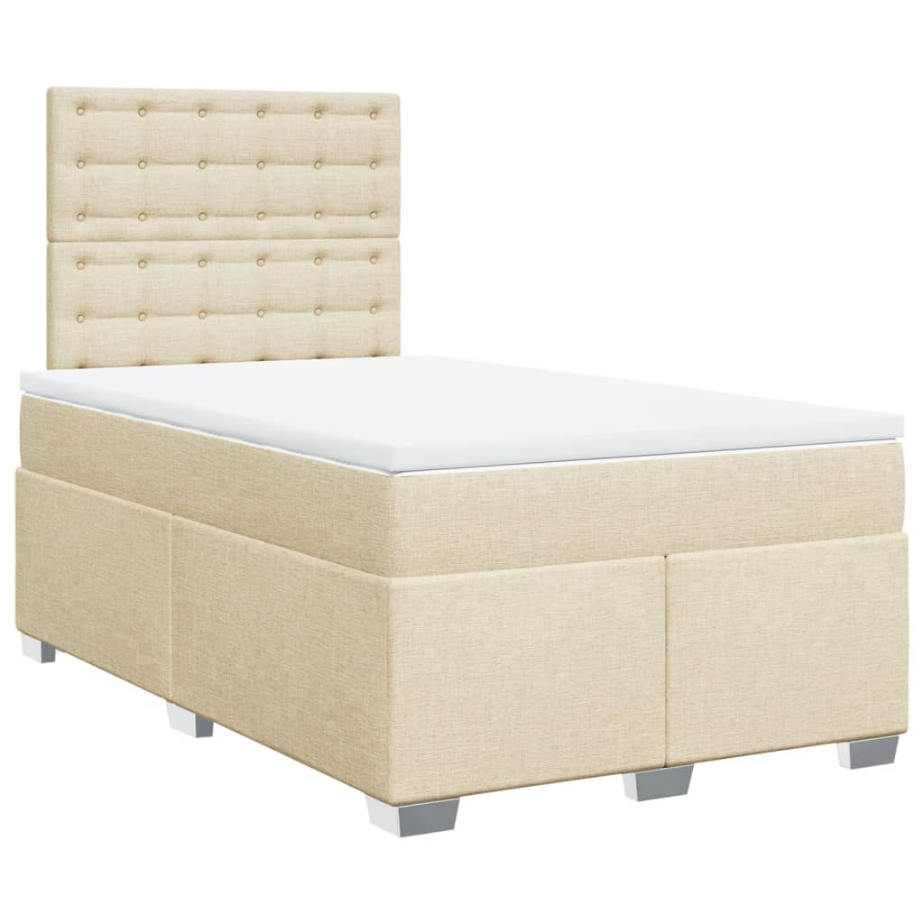 vidaXL Κρεβάτι Boxspring με Στρώμα Κρεμ 120x190 εκ. Υφασμάτινο