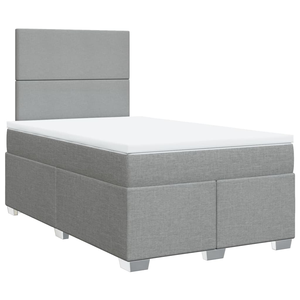 vidaXL Κρεβάτι Boxspring με Στρώμα Ανοιχτό Γκρι 120x200 εκ. Υφασμάτινο