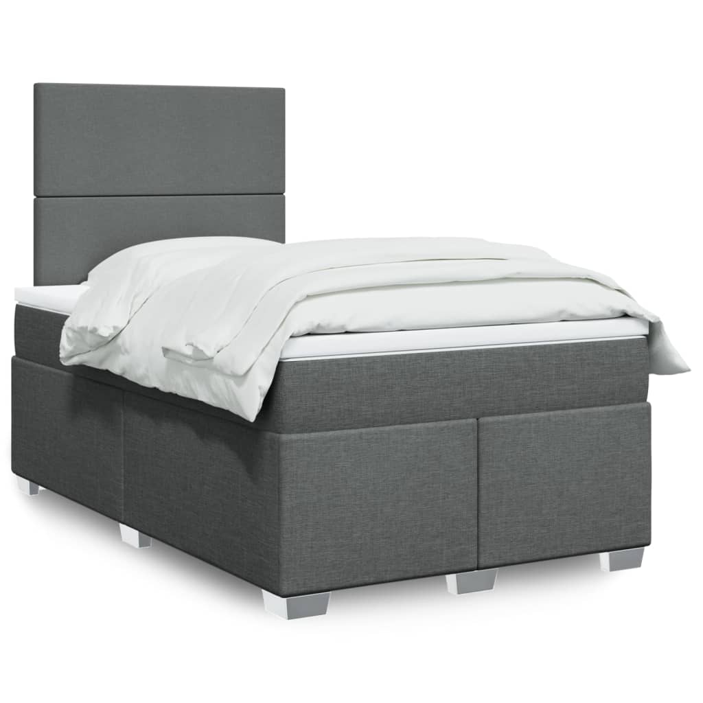 vidaXL Κρεβάτι Boxspring με Στρώμα Σκούρο Γκρι 120x200 εκ. Υφασμάτινο