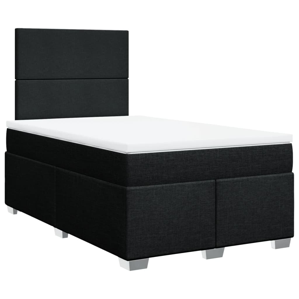 vidaXL Κρεβάτι Boxspring με Στρώμα Μαύρο 120x200 εκ. Υφασμάτινο