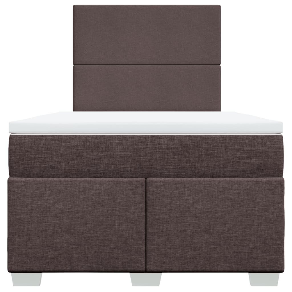 vidaXL Κρεβάτι Boxspring με Στρώμα Σκούρο Καφέ 120x200 εκ. Υφασμάτινο