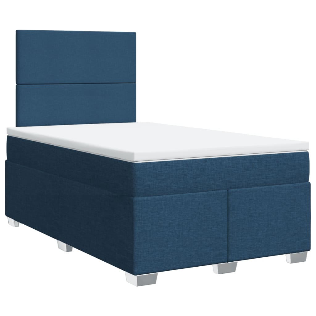 vidaXL Κρεβάτι Boxspring με Στρώμα Μπλε 120x200 εκ. Υφασμάτινο