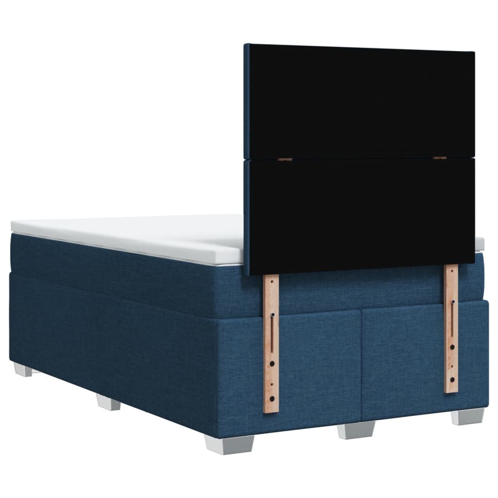 vidaXL Κρεβάτι Boxspring με Στρώμα Μπλε 120x200 εκ. Υφασμάτινο