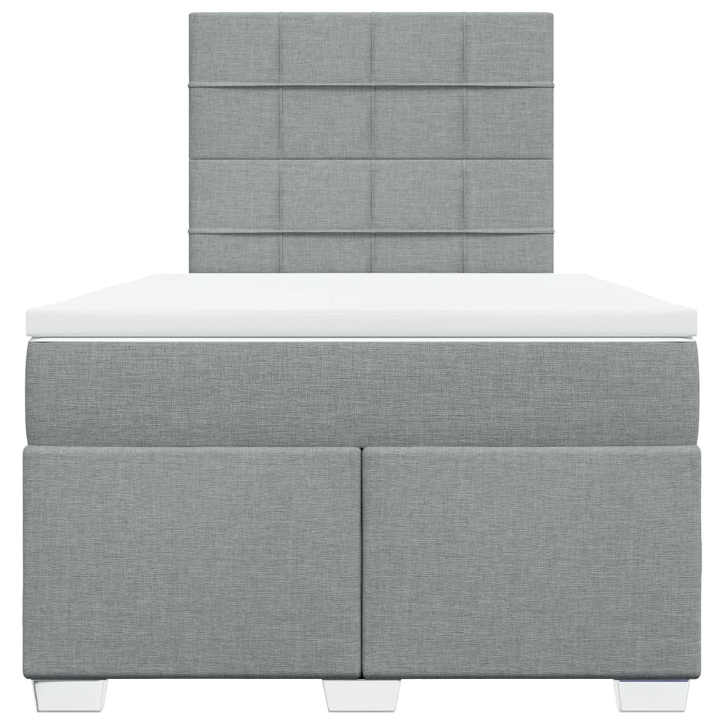 vidaXL Κρεβάτι Boxspring με Στρώμα Ανοιχτό Γκρι 120x200 εκ. Υφασμάτινο