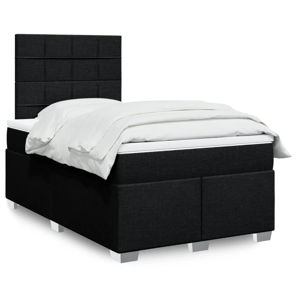 vidaXL Κρεβάτι Boxspring με Στρώμα Μαύρο 120x200 εκ. Υφασμάτινο