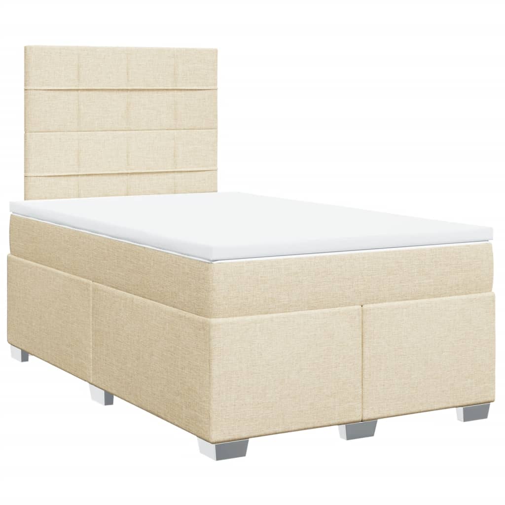 vidaXL Κρεβάτι Boxspring με Στρώμα Κρεμ 120x200 εκ. Υφασμάτινο