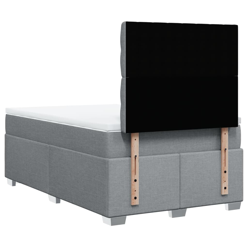 vidaXL Κρεβάτι Boxspring με Στρώμα Ανοιχτό Γκρι 120x200 εκ. Υφασμάτινο
