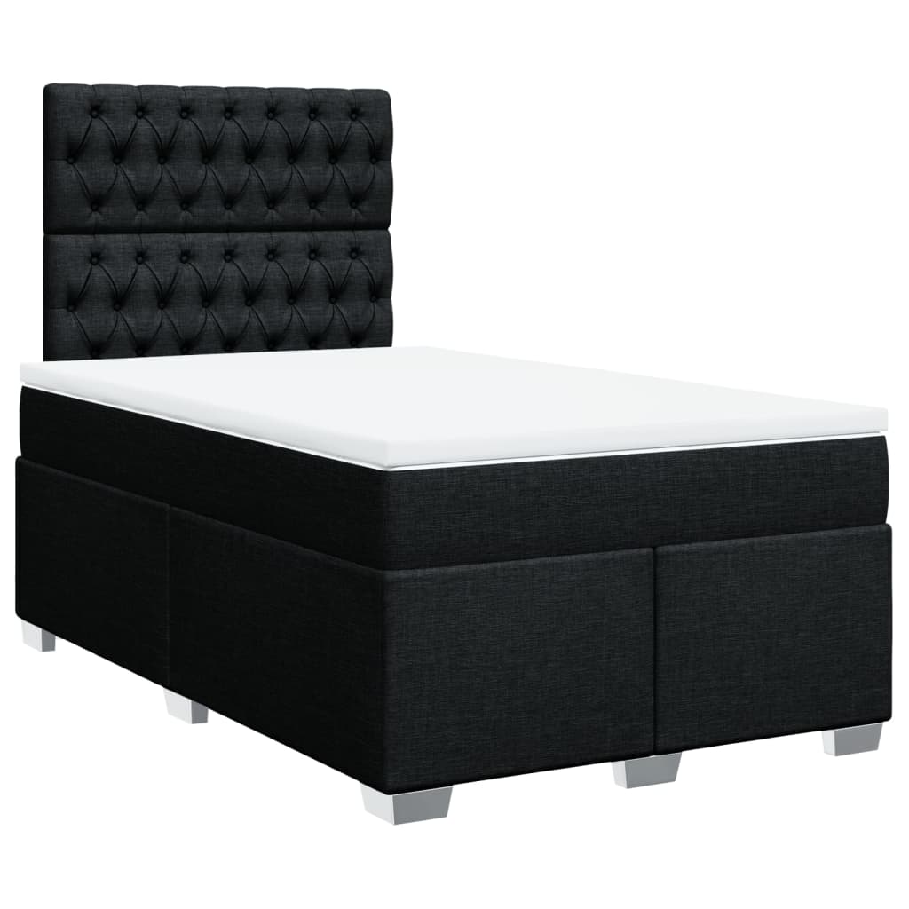 vidaXL Κρεβάτι Boxspring με Στρώμα Μαύρο 120x200 εκ. Υφασμάτινο