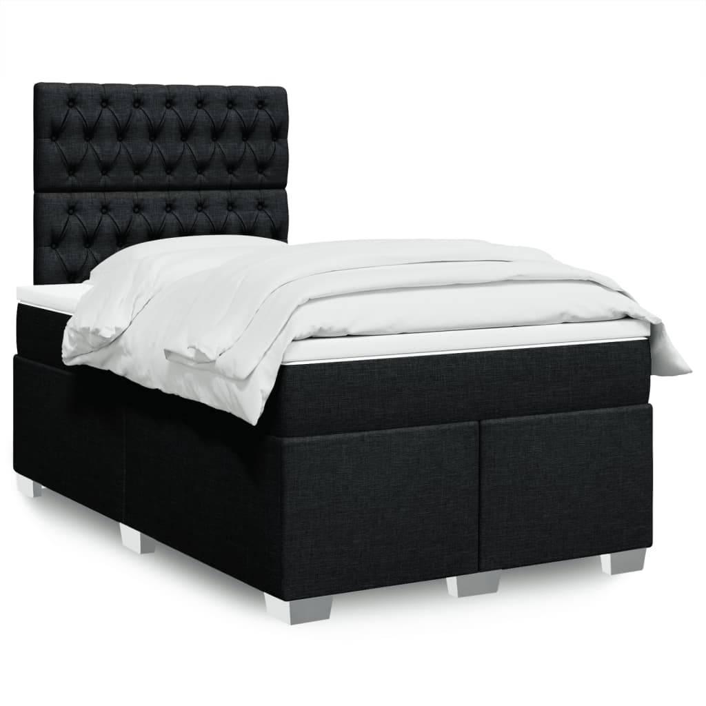 vidaXL Κρεβάτι Boxspring με Στρώμα Μαύρο 120x200 εκ. Υφασμάτινο