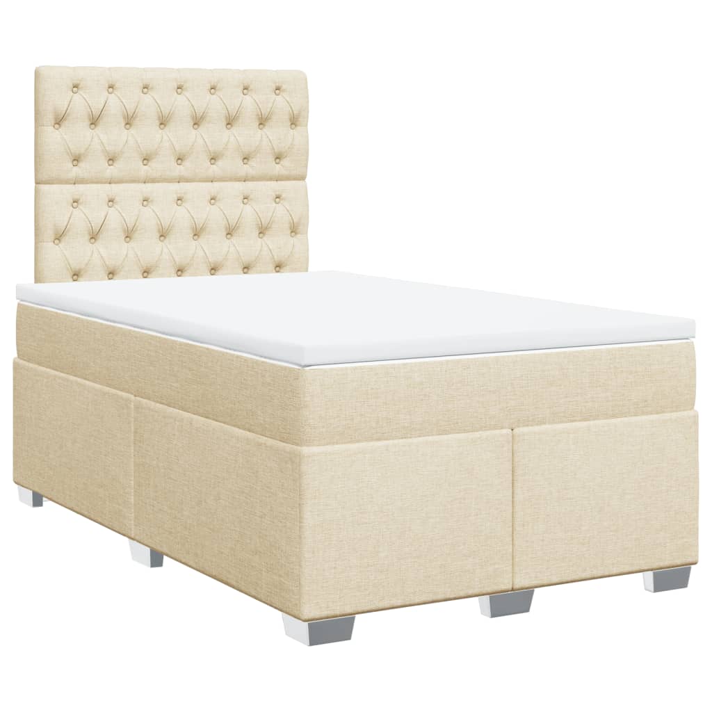 vidaXL Κρεβάτι Boxspring με Στρώμα Κρεμ 120x200 εκ. Υφασμάτινο