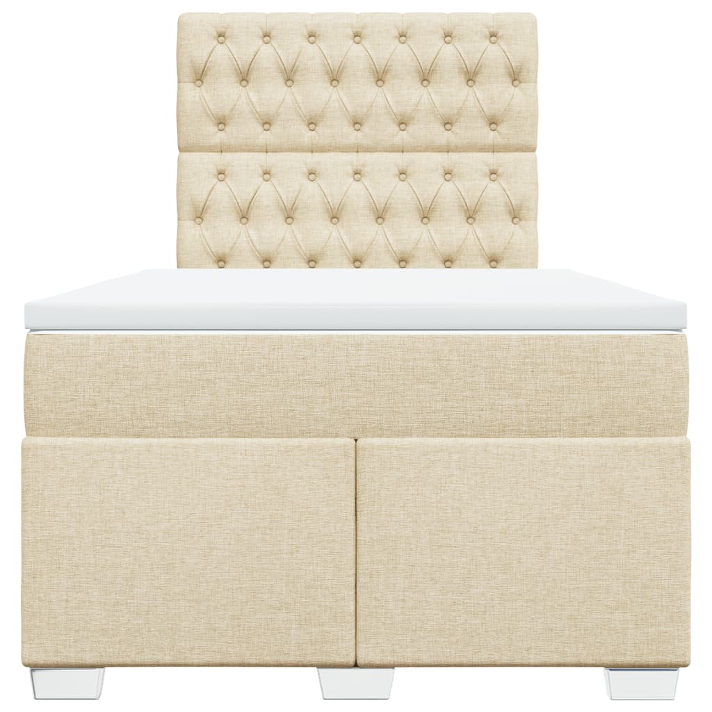 vidaXL Κρεβάτι Boxspring με Στρώμα Κρεμ 120x200 εκ. Υφασμάτινο