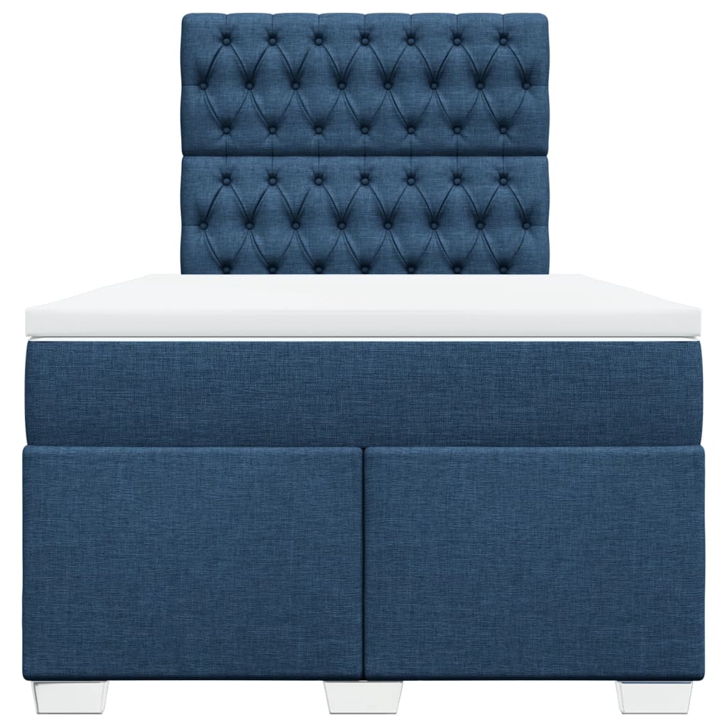 vidaXL Κρεβάτι Boxspring με Στρώμα Μπλε 120x200 εκ. Υφασμάτινο