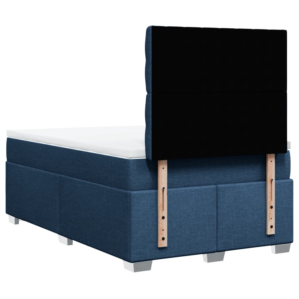 vidaXL Κρεβάτι Boxspring με Στρώμα Μπλε 120x200 εκ. Υφασμάτινο