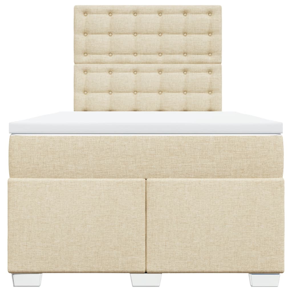 vidaXL Κρεβάτι Boxspring με Στρώμα Κρεμ 120x200 εκ. Υφασμάτινο