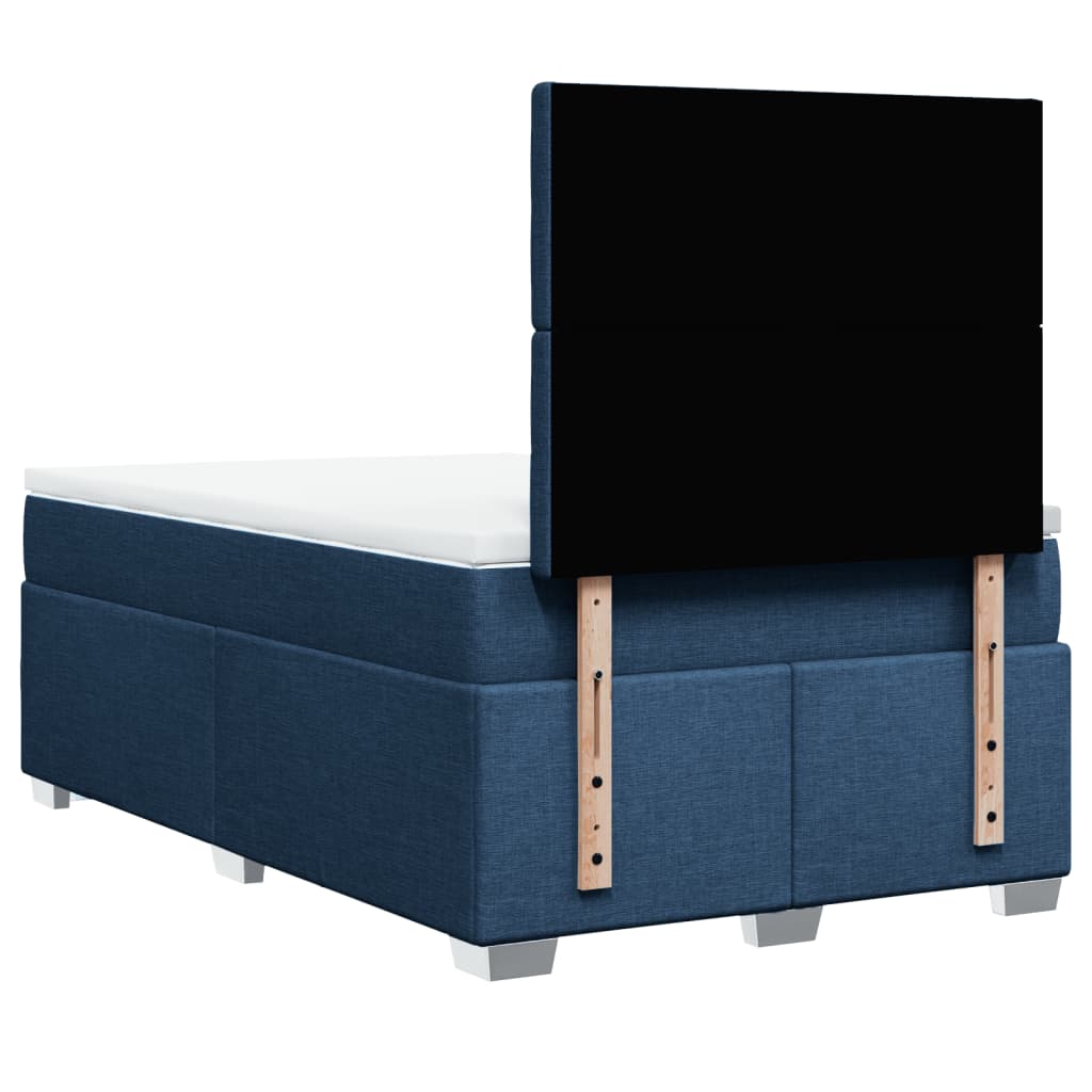 vidaXL Κρεβάτι Boxspring με Στρώμα Μπλε 120x200 εκ. Υφασμάτινο