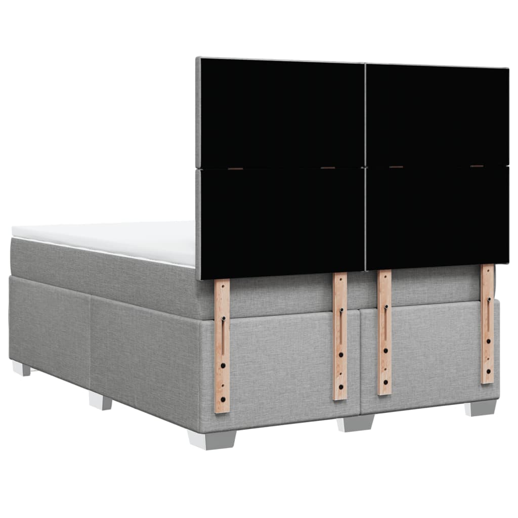 vidaXL Κρεβάτι Boxspring με Στρώμα Ανοιχτό Γκρι 140x190 εκ. Υφασμάτινο