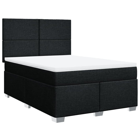 vidaXL Κρεβάτι Boxspring με Στρώμα Μαύρο 140x190 εκ. Υφασμάτινο