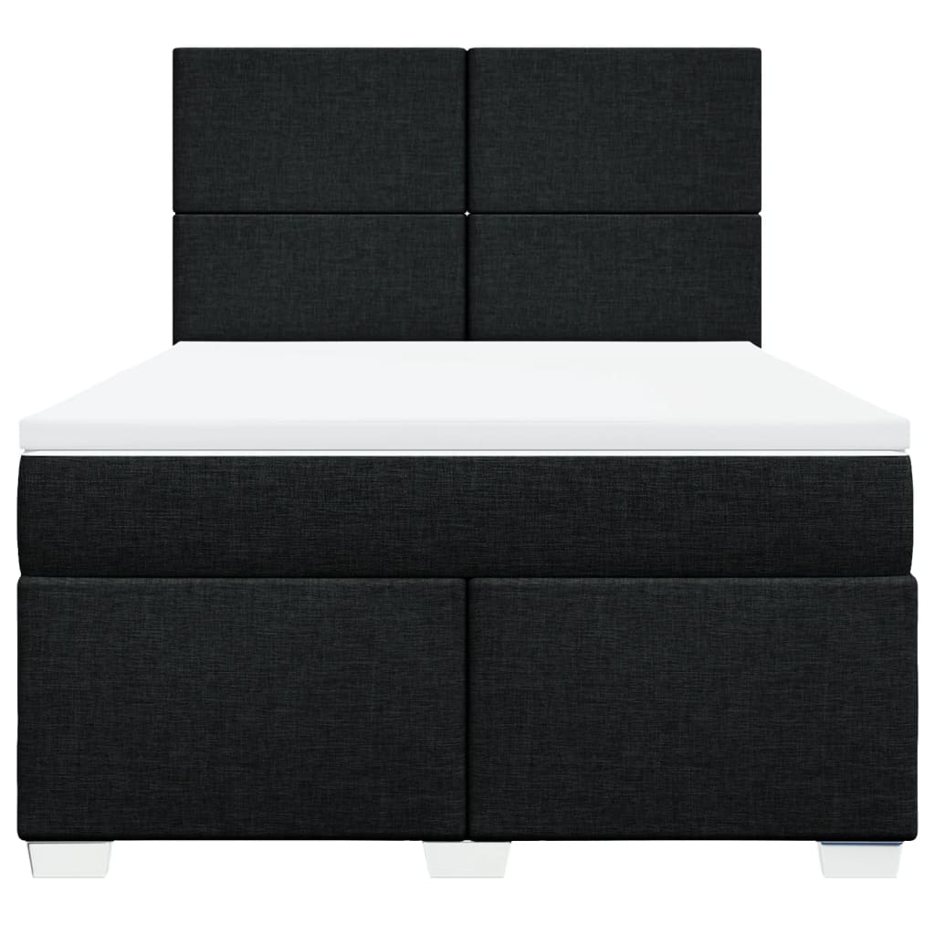 vidaXL Κρεβάτι Boxspring με Στρώμα Μαύρο 140x190 εκ. Υφασμάτινο