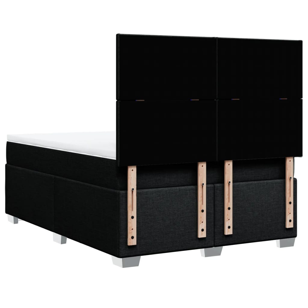 vidaXL Κρεβάτι Boxspring με Στρώμα Μαύρο 140x190 εκ. Υφασμάτινο