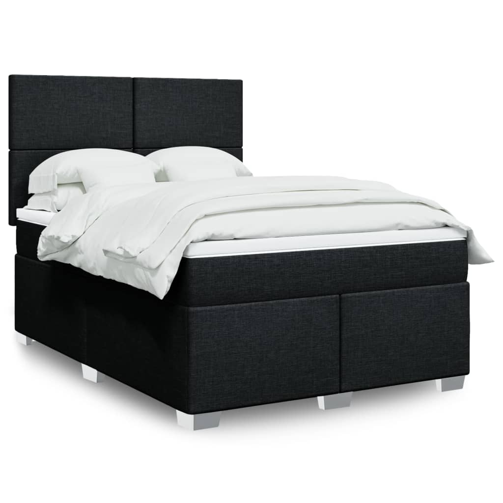 vidaXL Κρεβάτι Boxspring με Στρώμα Μαύρο 140x190 εκ. Υφασμάτινο