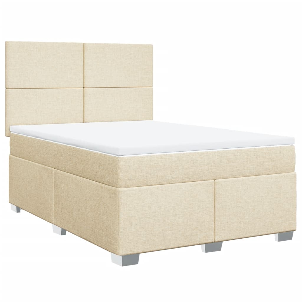 vidaXL Κρεβάτι Boxspring με Στρώμα Κρεμ 140x190 εκ. Υφασμάτινο