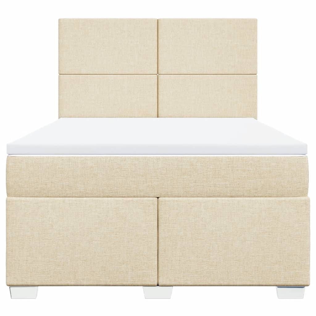 vidaXL Κρεβάτι Boxspring με Στρώμα Κρεμ 140x190 εκ. Υφασμάτινο