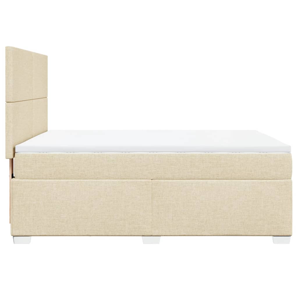 vidaXL Κρεβάτι Boxspring με Στρώμα Κρεμ 140x190 εκ. Υφασμάτινο