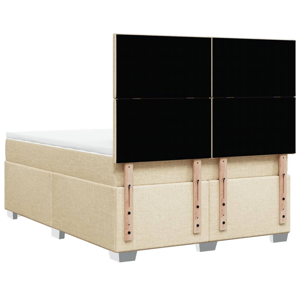 vidaXL Κρεβάτι Boxspring με Στρώμα Κρεμ 140x190 εκ. Υφασμάτινο