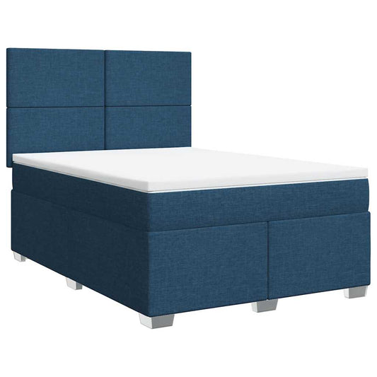 vidaXL Κρεβάτι Boxspring με Στρώμα Μπλε 140x190 εκ. Υφασμάτινο