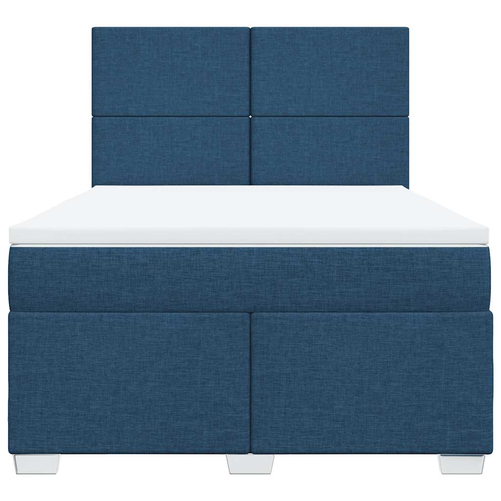 vidaXL Κρεβάτι Boxspring με Στρώμα Μπλε 140x190 εκ. Υφασμάτινο