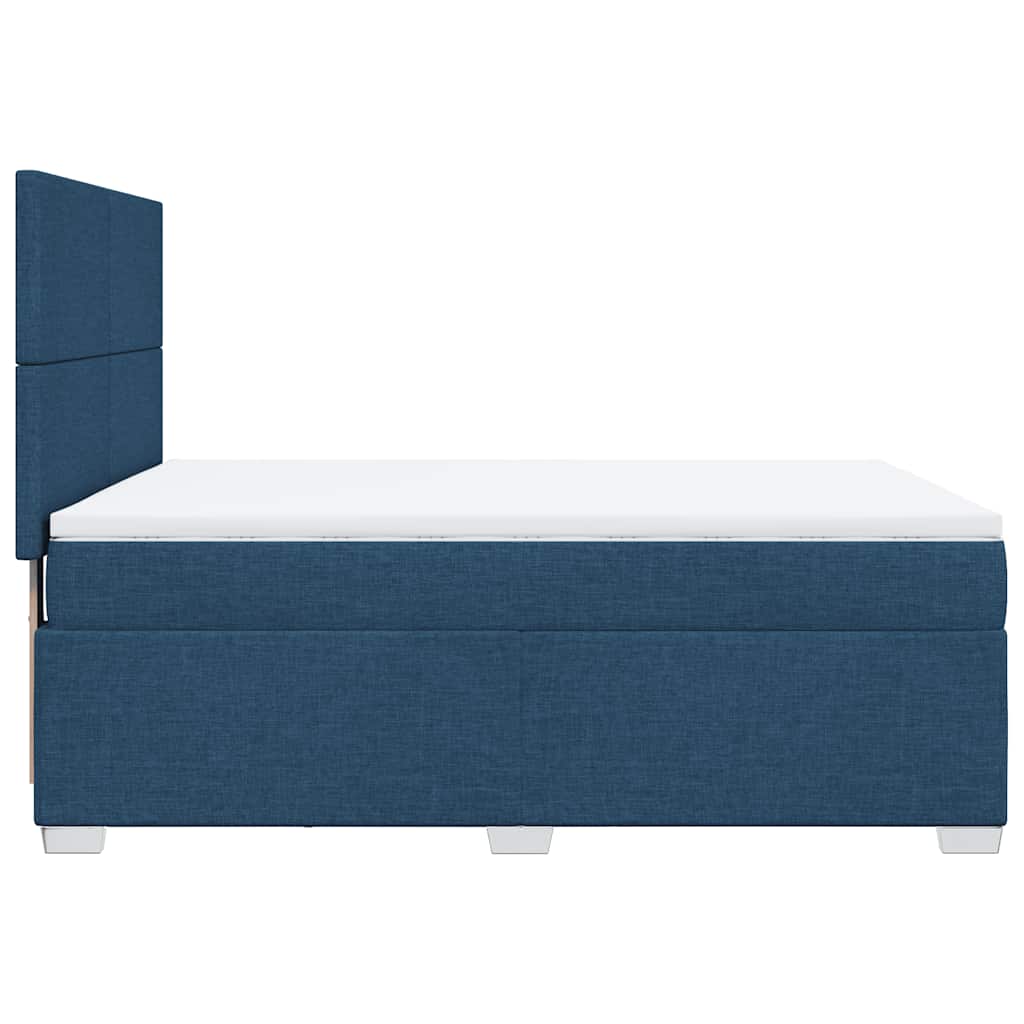 vidaXL Κρεβάτι Boxspring με Στρώμα Μπλε 140x190 εκ. Υφασμάτινο