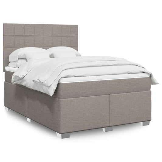 vidaXL Κρεβάτι Boxspring με Στρώμα Taupe 140x190 εκ. Υφασμάτινο