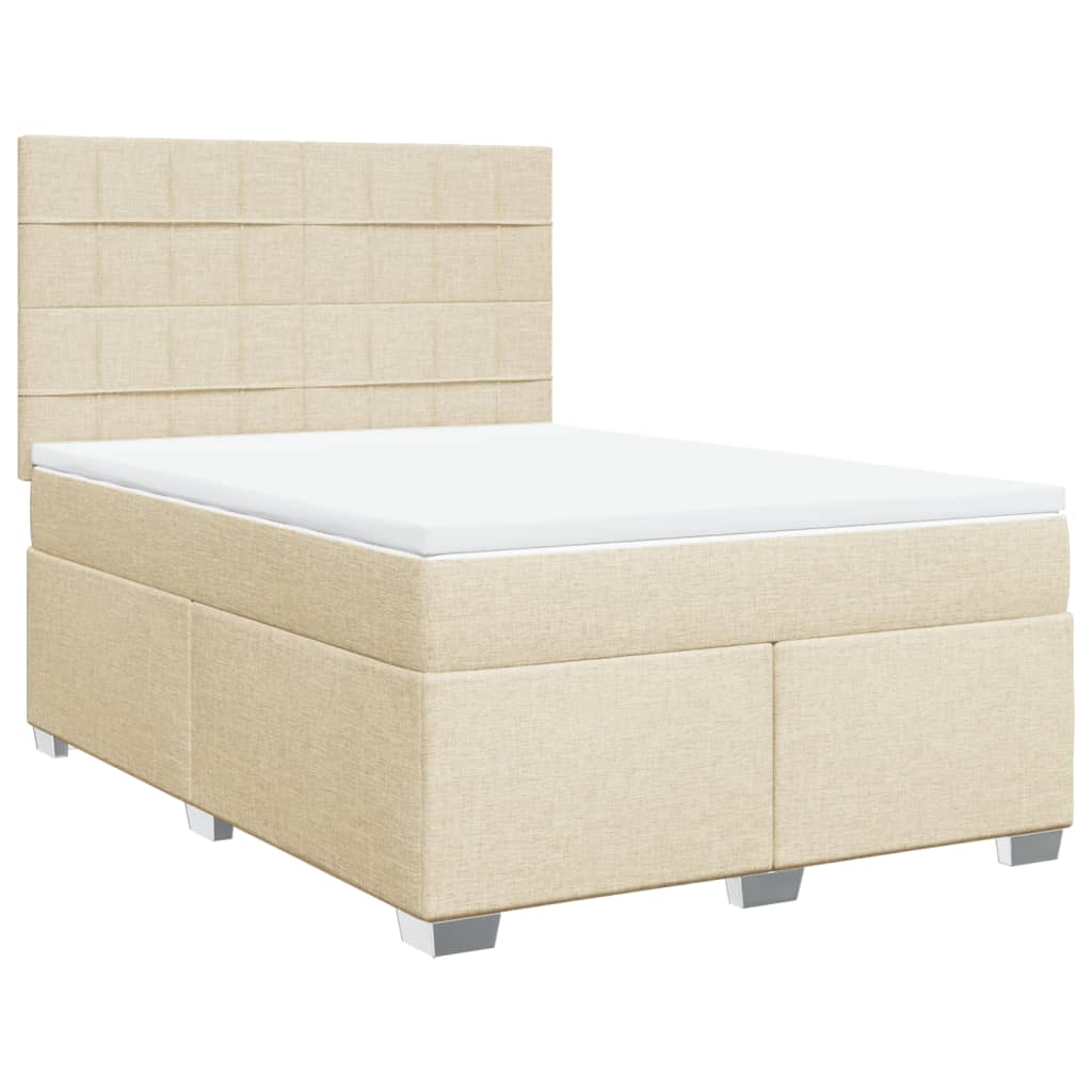 vidaXL Κρεβάτι Boxspring με Στρώμα Κρεμ 140x190 εκ. Υφασμάτινο