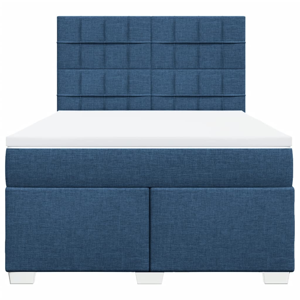 vidaXL Κρεβάτι Boxspring με Στρώμα Μπλε 140x190 εκ. Υφασμάτινο