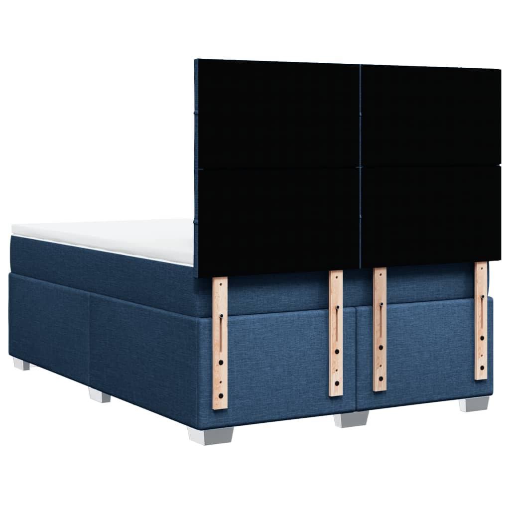 vidaXL Κρεβάτι Boxspring με Στρώμα Μπλε 140x190 εκ. Υφασμάτινο