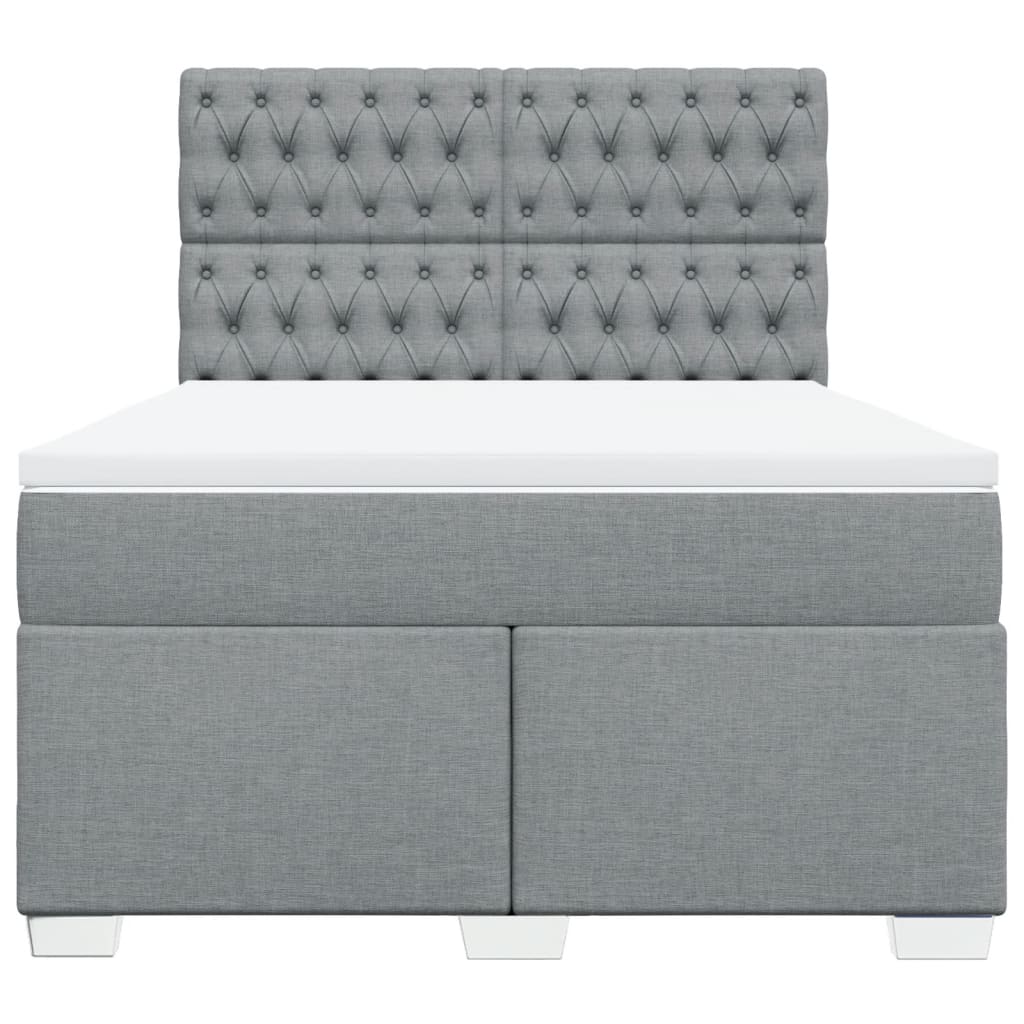 vidaXL Κρεβάτι Boxspring με Στρώμα Ανοιχτό Γκρι 140x190 εκ. Υφασμάτινο