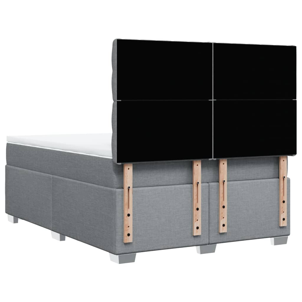 vidaXL Κρεβάτι Boxspring με Στρώμα Ανοιχτό Γκρι 140x190 εκ. Υφασμάτινο