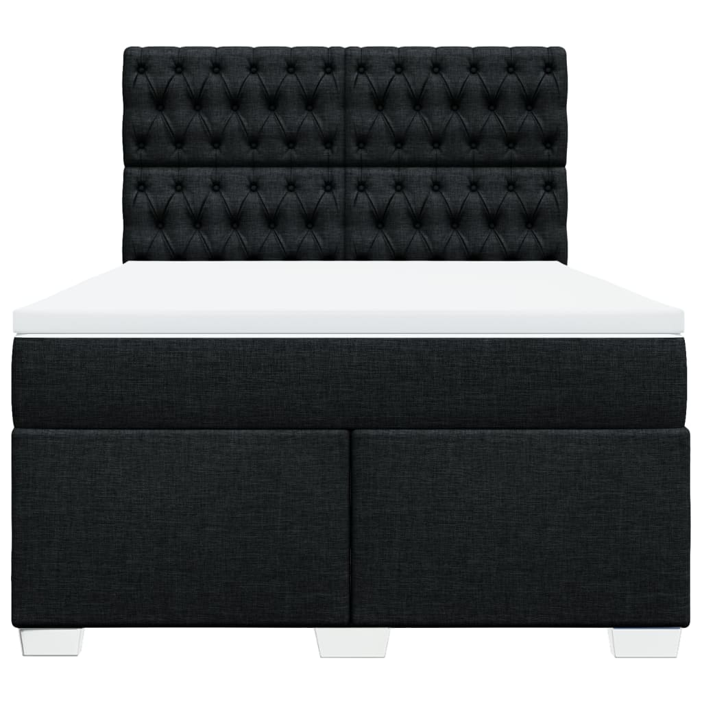 vidaXL Κρεβάτι Boxspring με Στρώμα Μαύρο 140x190 εκ. Υφασμάτινο