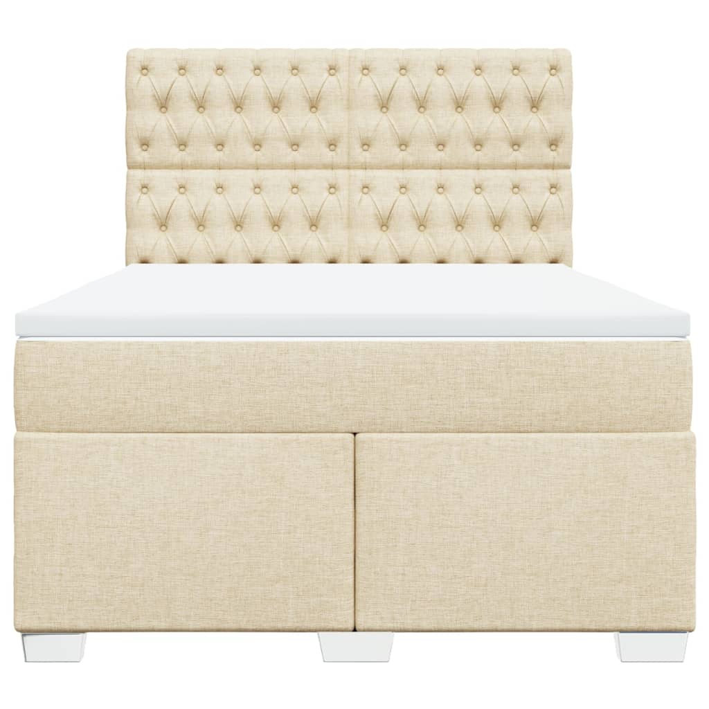 vidaXL Κρεβάτι Boxspring με Στρώμα Κρεμ 140x190 εκ. Υφασμάτινο