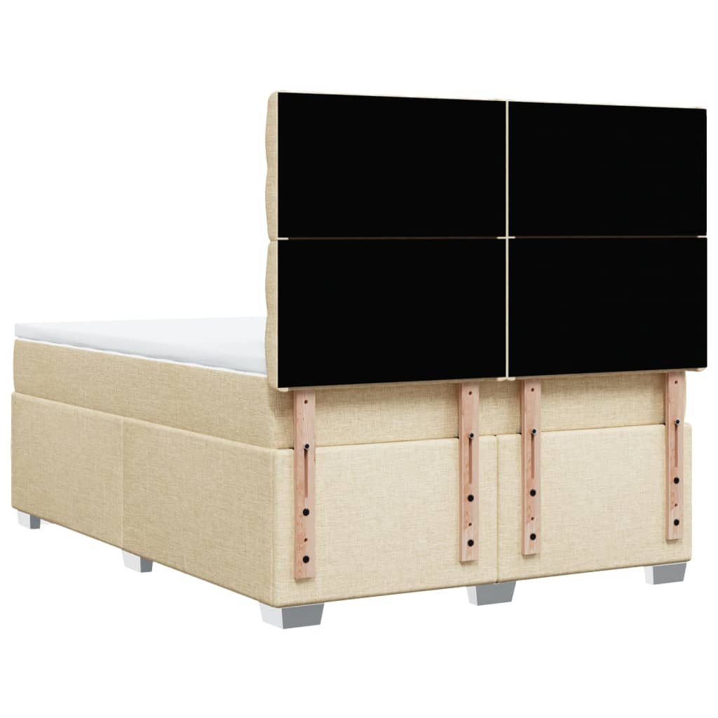 vidaXL Κρεβάτι Boxspring με Στρώμα Κρεμ 140x190 εκ. Υφασμάτινο