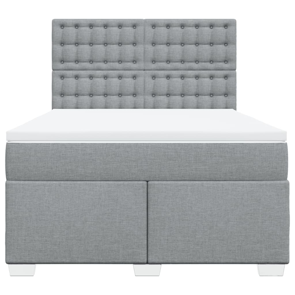 vidaXL Κρεβάτι Boxspring με Στρώμα Ανοιχτό Γκρι 140x190 εκ. Υφασμάτινο